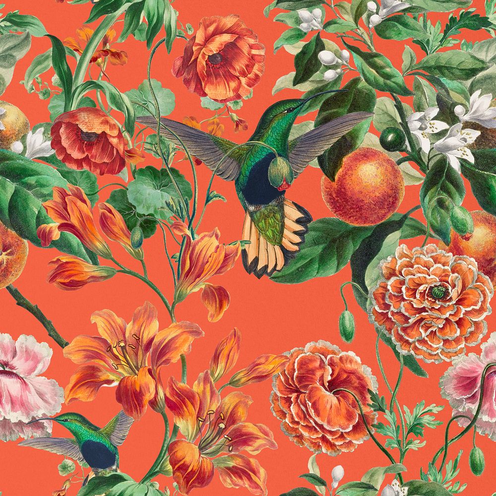 Aesthetic botanical pattern, editable vintage flower illustration by Pierre Joseph Redouté. Remixed by rawpixel.