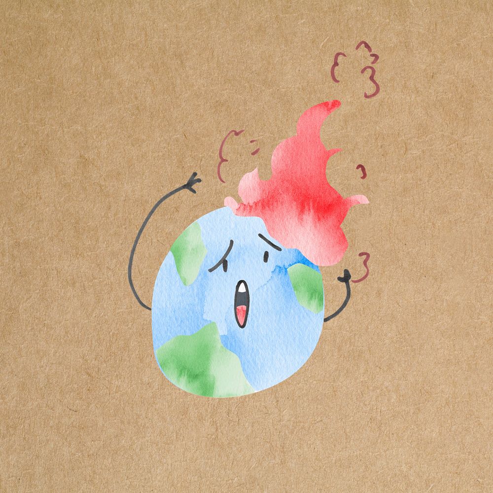 Climate change, cute earth illustration, customizable design