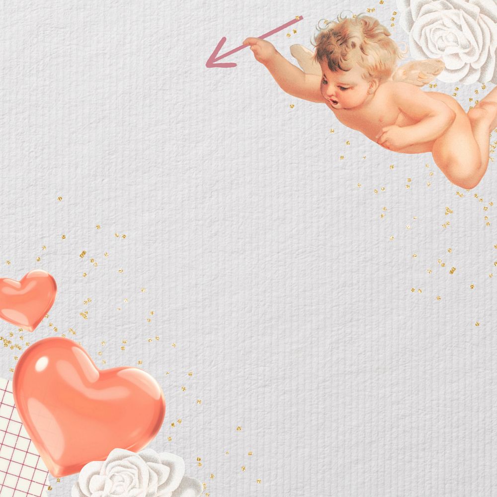 Valentine's cupid border, editable background collage design