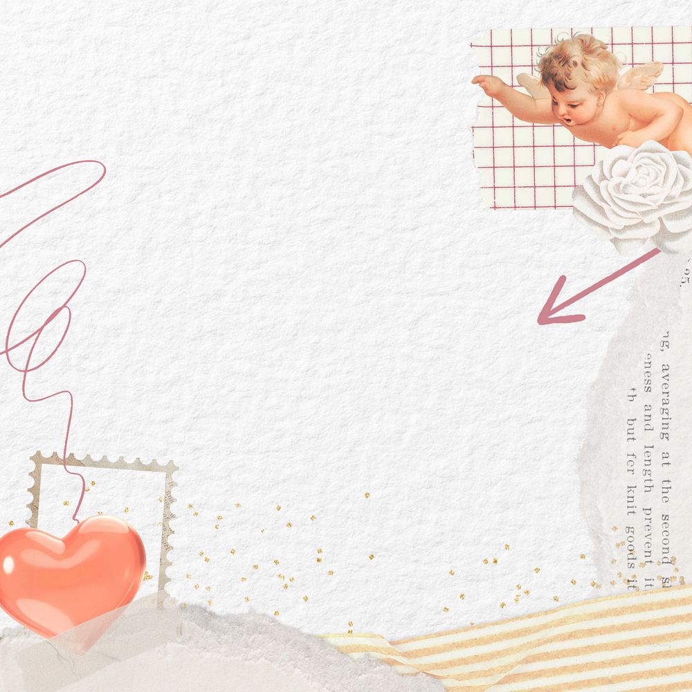 Valentine's cupid border, editable background collage design