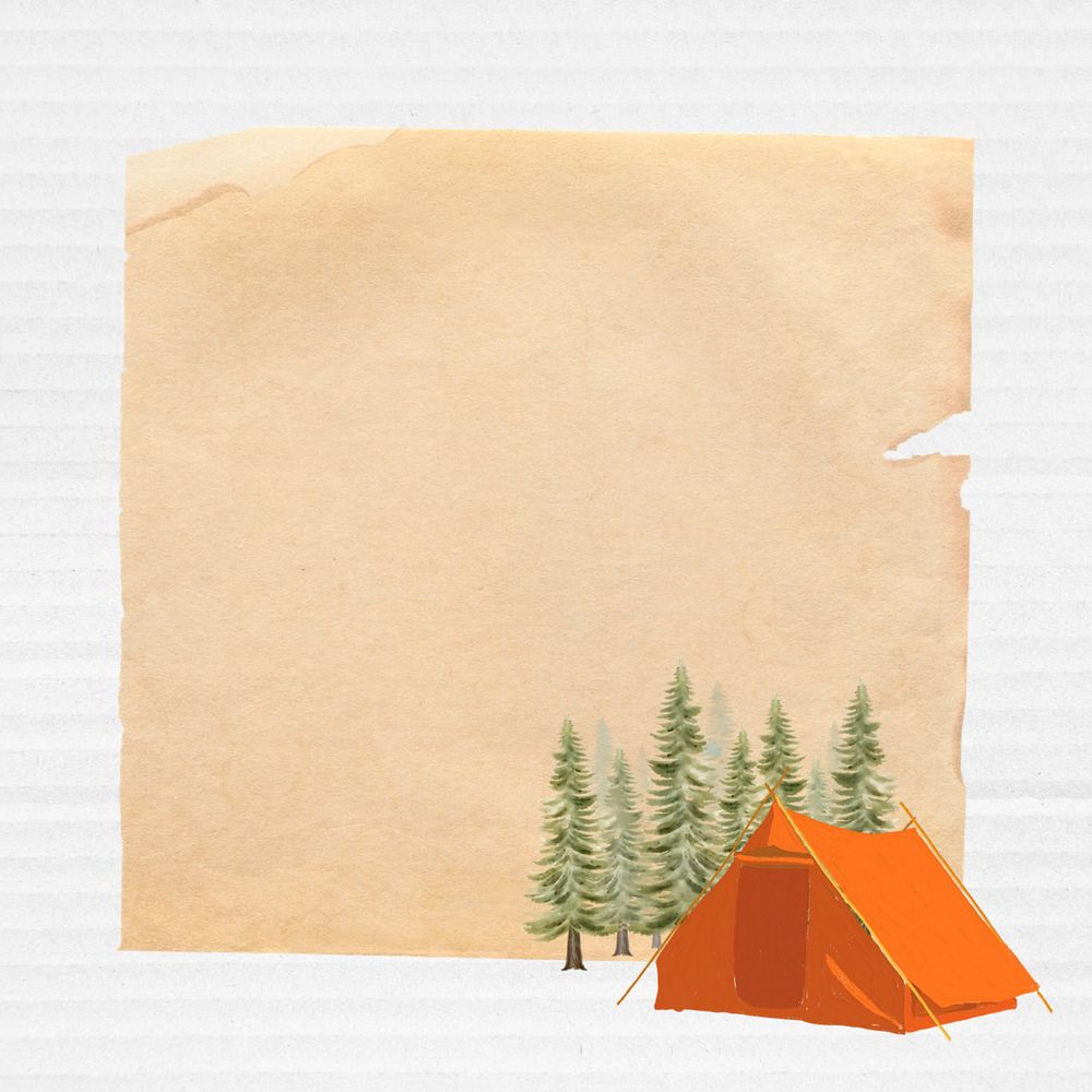 Camping aesthetic note paper, editable travel collage design