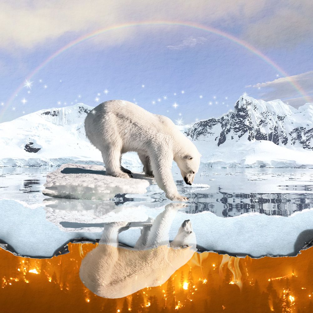 Polar bear environment background, north pole aesthetic, editable design