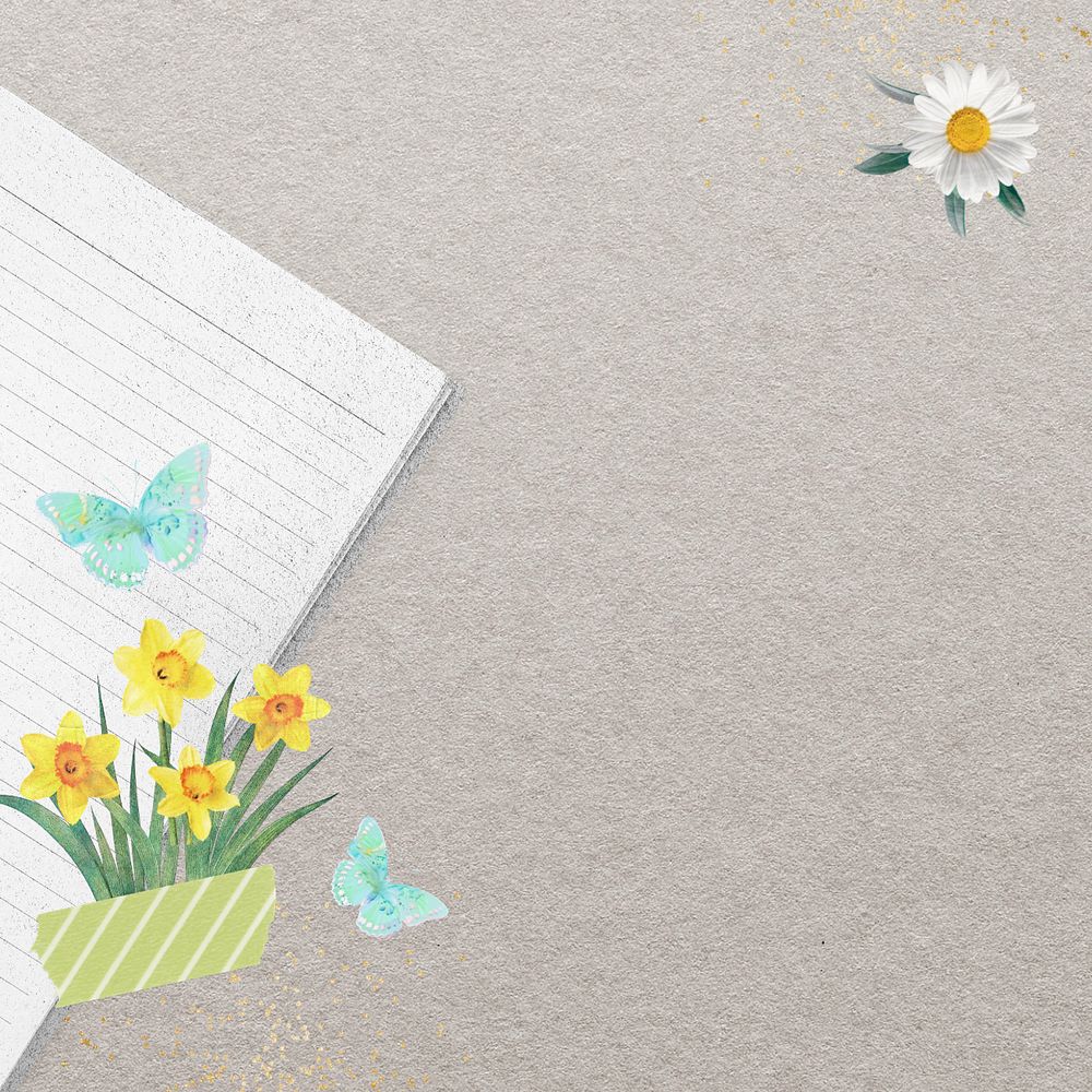 Daffodil background, editable Spring flower collage element remix design