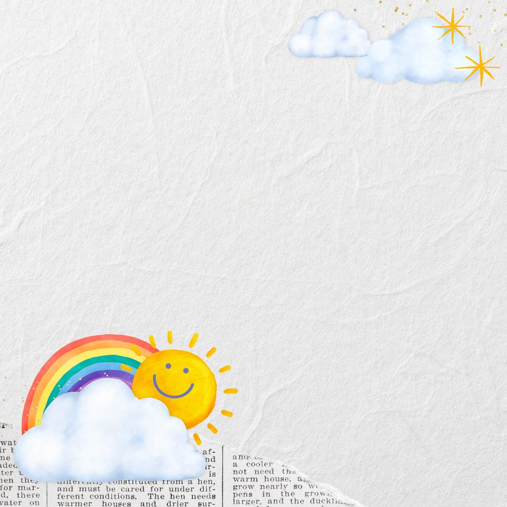 Cute sunny weather border, editable aesthetic paper collage design