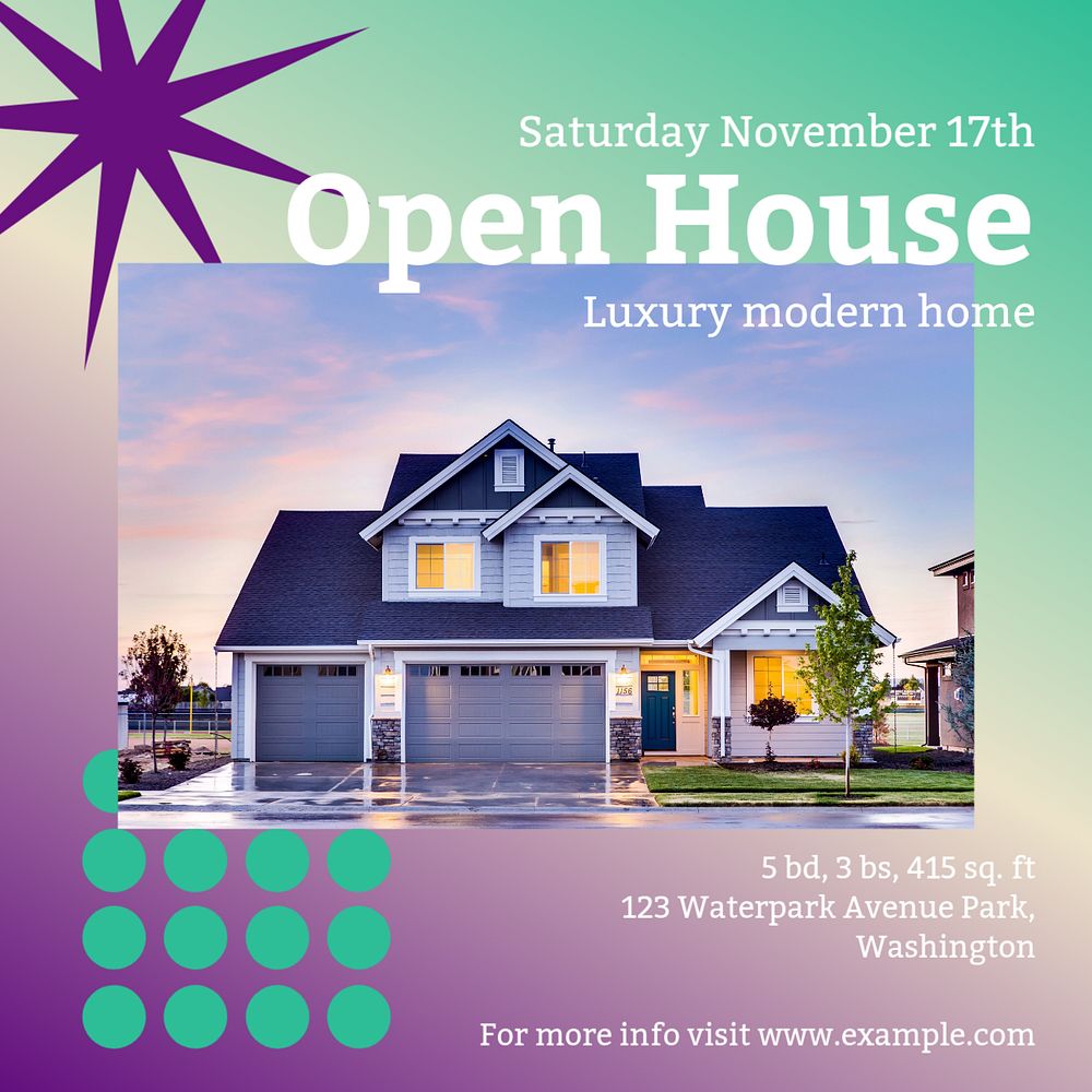 Open house Instagram post template, editable social media ad