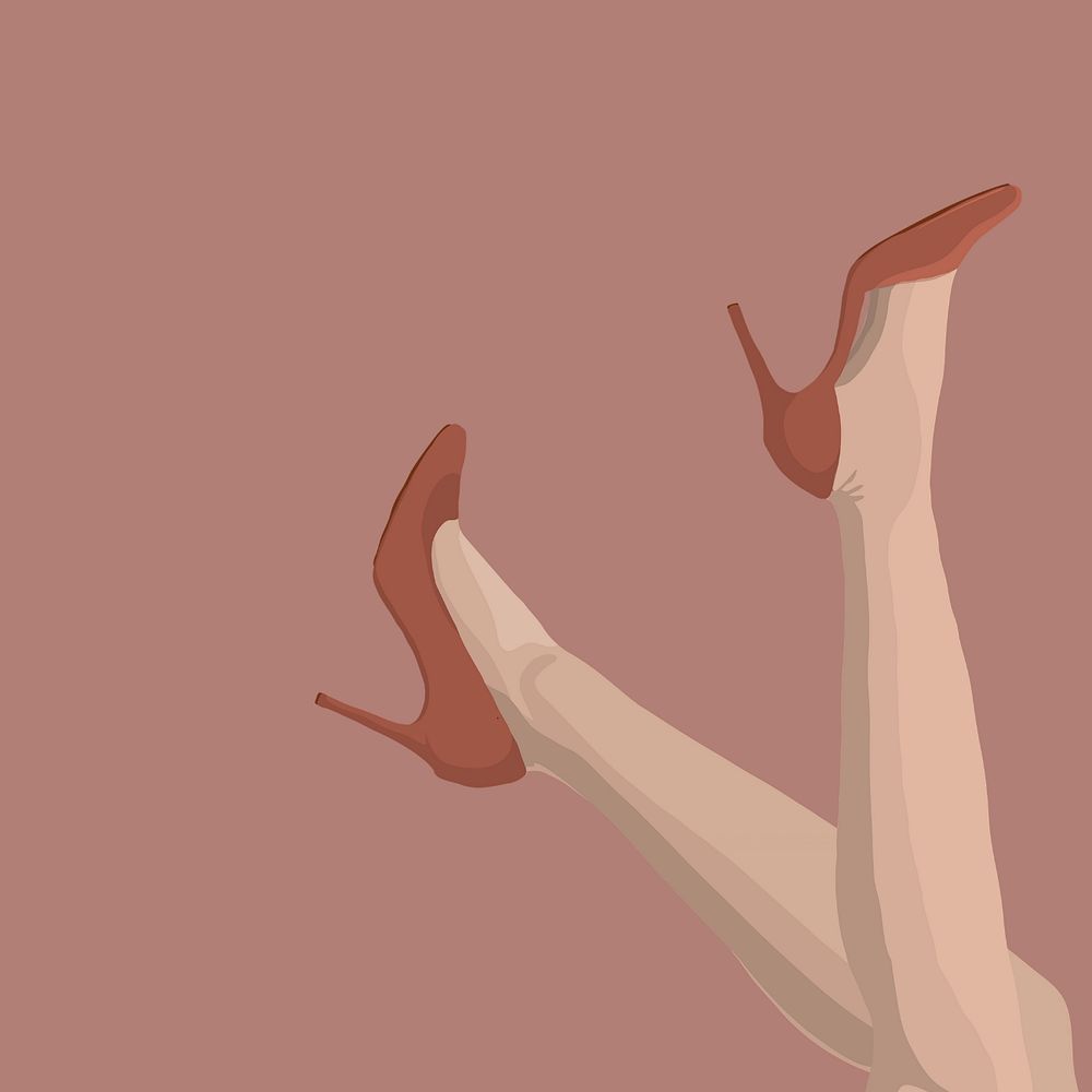 Woman legs & heels, feminine background, editable aesthetic illustration