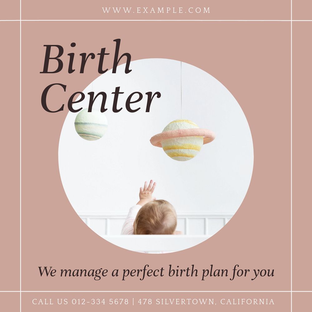 Birth center Instagram post template, editable social media ad