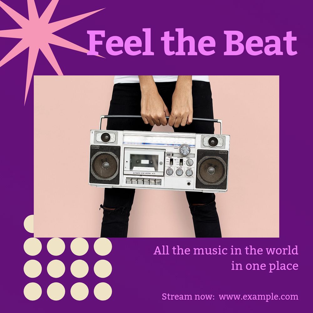 Feel the beats Instagram post template, editable social media ad