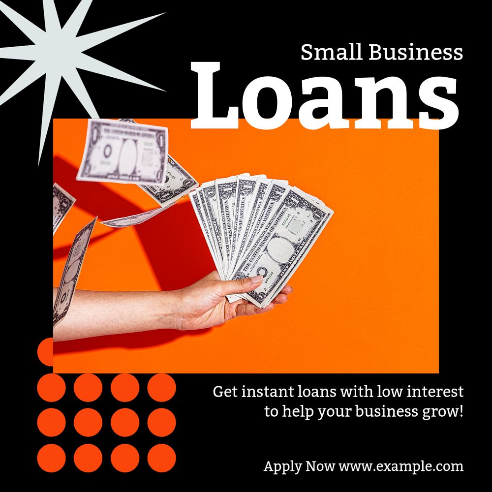 Small business loans Instagram post template, editable social media ad