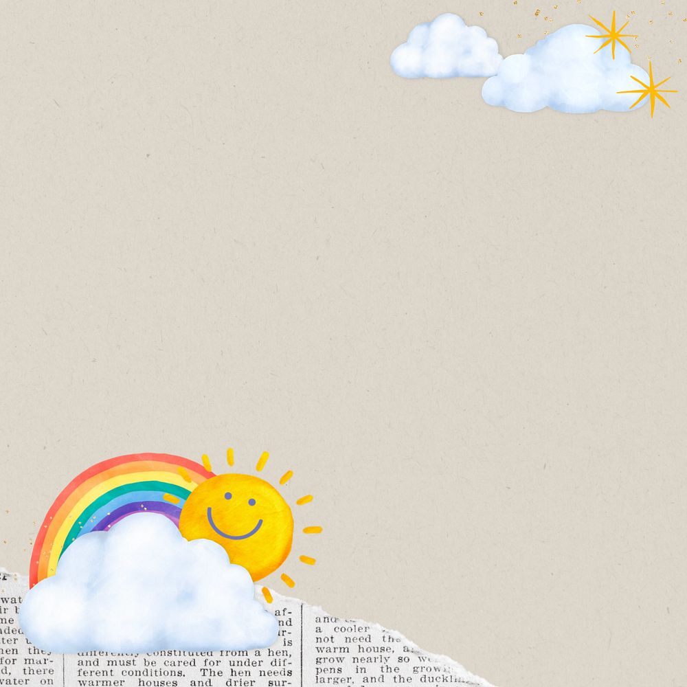 Cute sunny weather border, editable aesthetic paper collage design