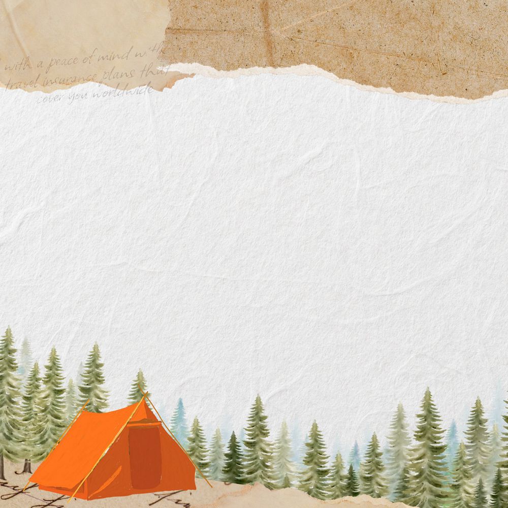 Camping tent aesthetic background, travel collage design