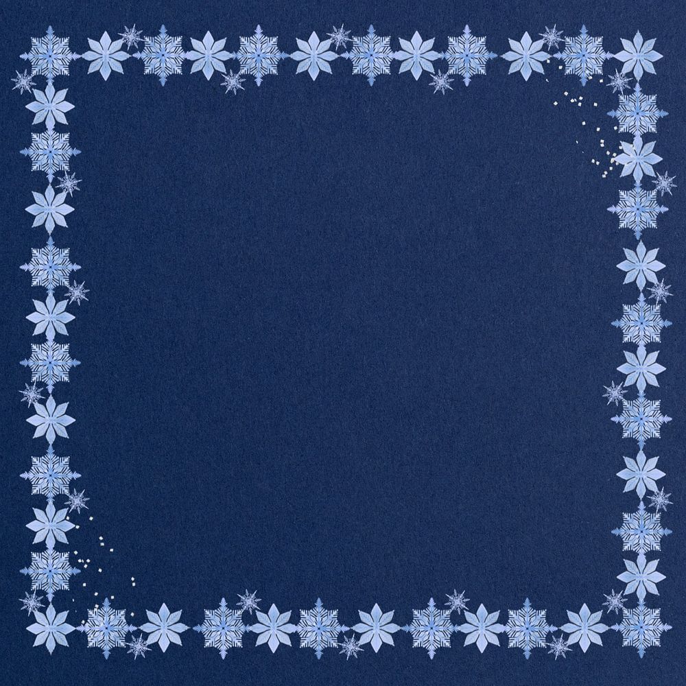 Winter snowflakes frame background, editable blue textured design