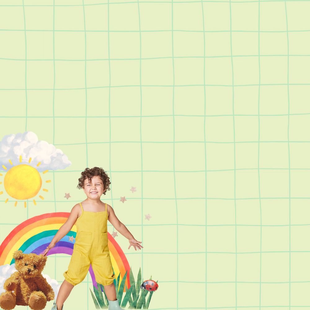 Happy kid border, editable grid background design