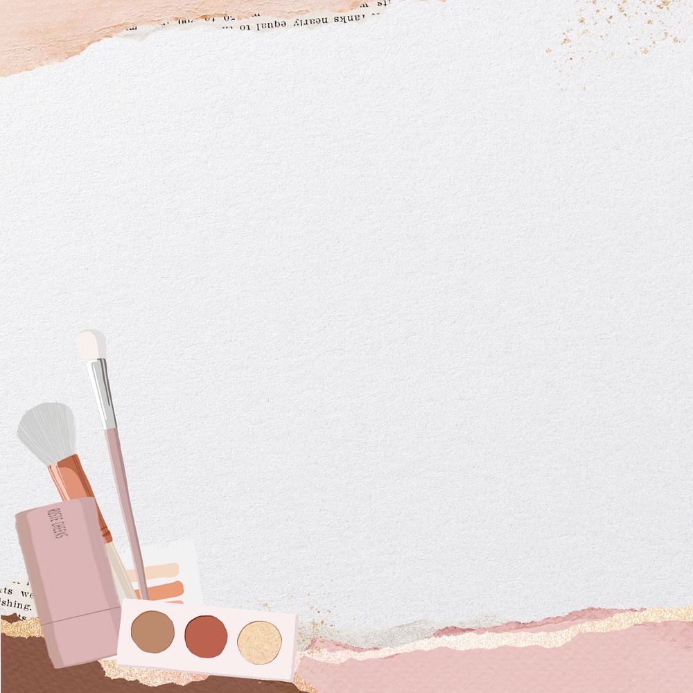 Beauty makeup border background, editable paper collage design