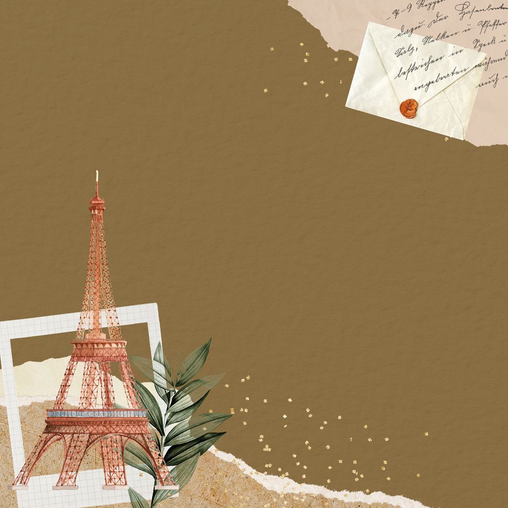 Eiffel tower ripped paper border, editable travel background collage design