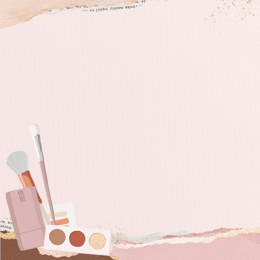 Makeup ripped paper border background, editable cosmetic design