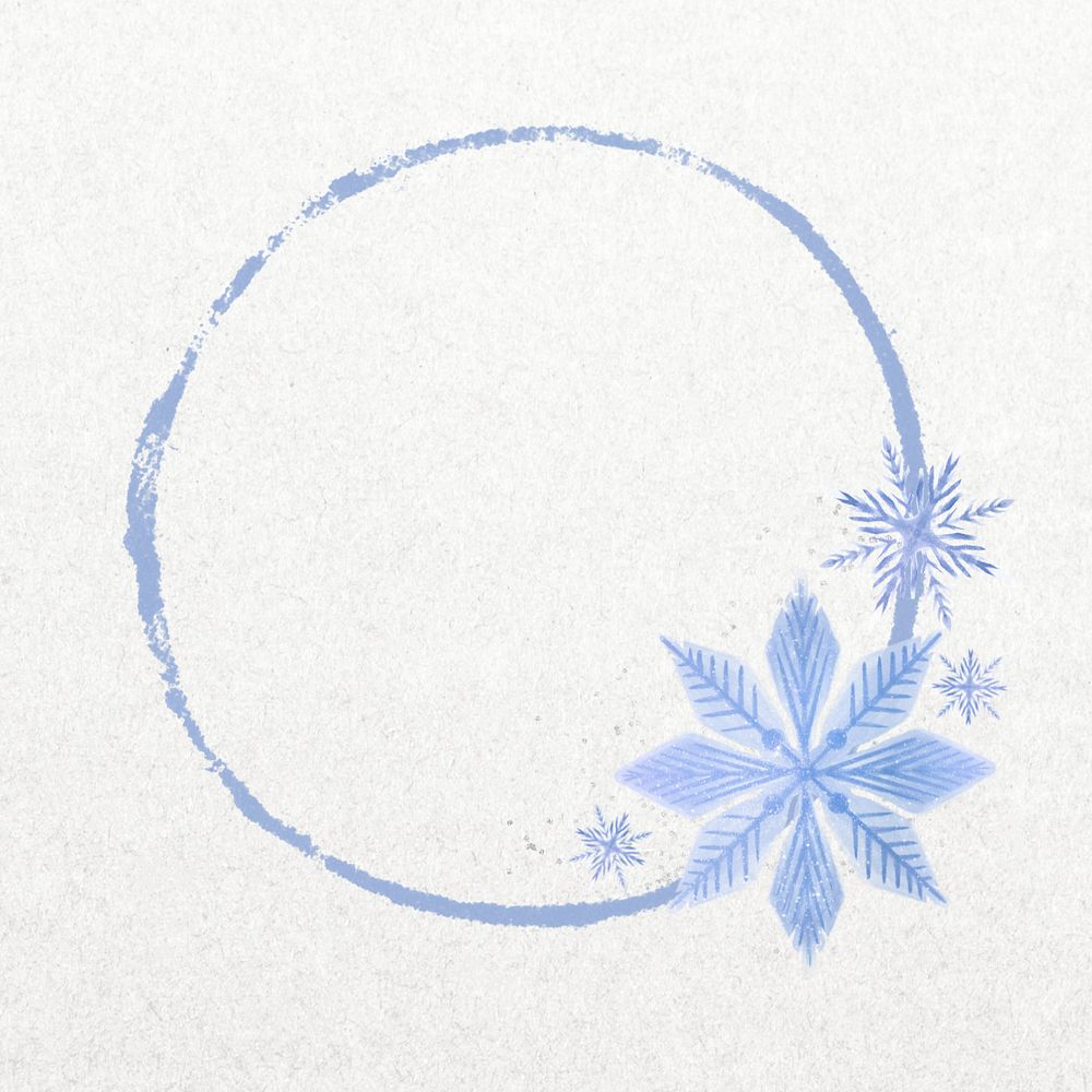 Winter snowflake round frame, editable design