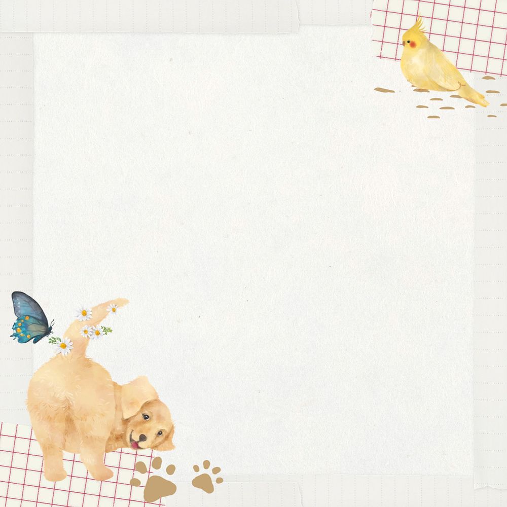 Golden Retriever border frame, editable cute pet collage design