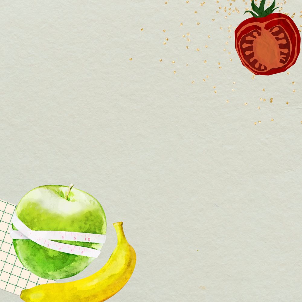 Healthy food border background, editable fruits design design