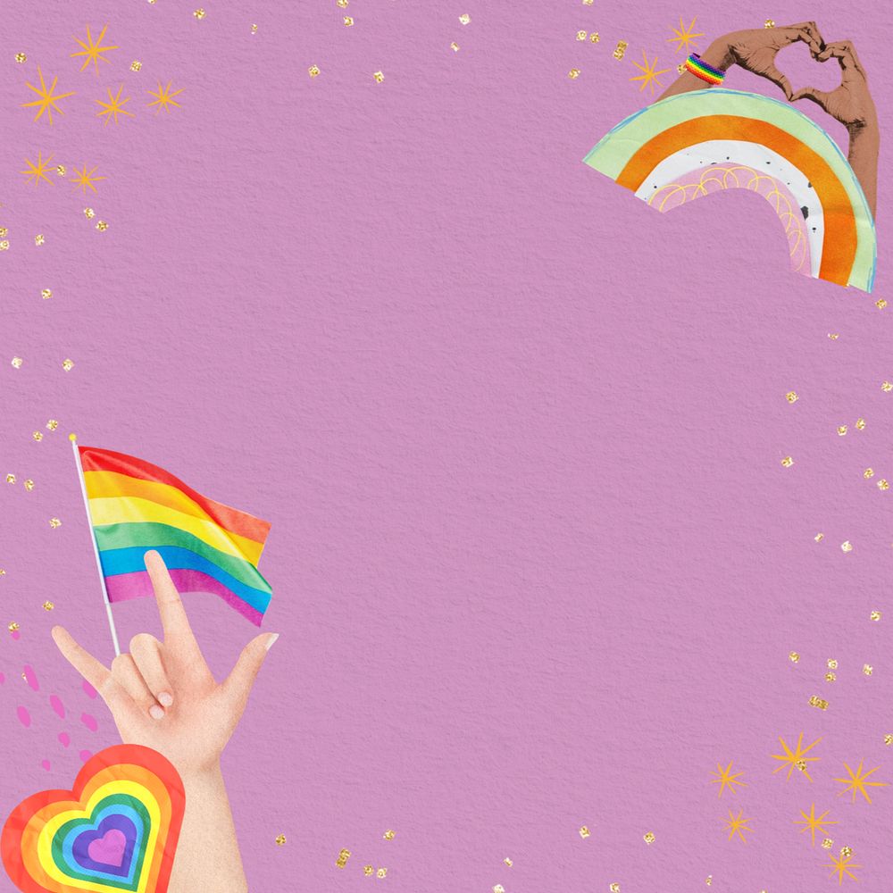 Rainbow flag border, editable LGBTQ pride celebration background