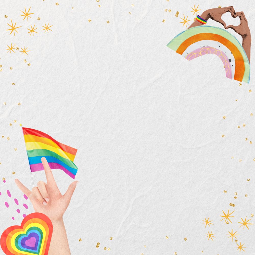 Rainbow flag border, editable LGBTQ pride celebration background