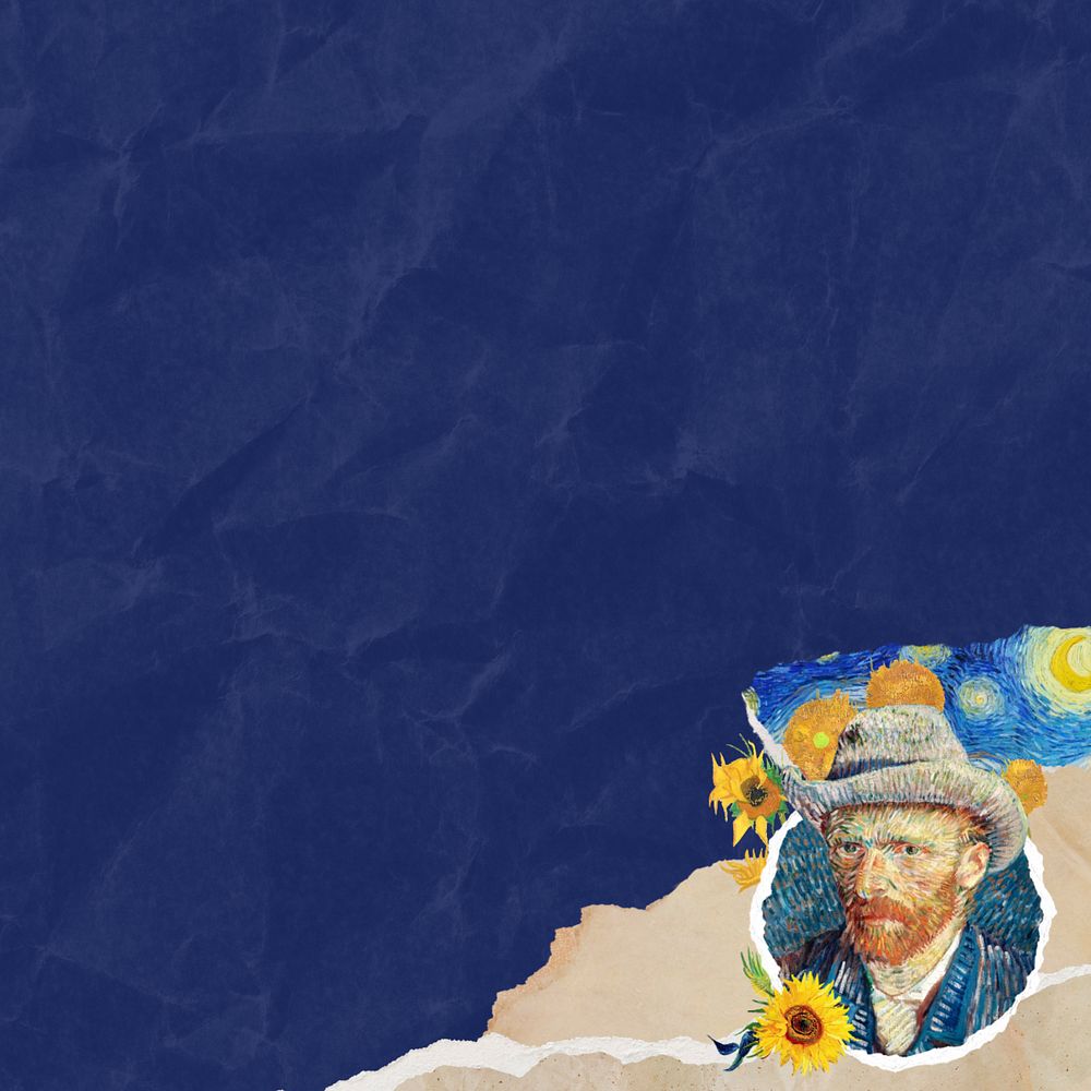 Ripped paper border, editable Van Gogh's self-portrait design, remixed by rawpixel