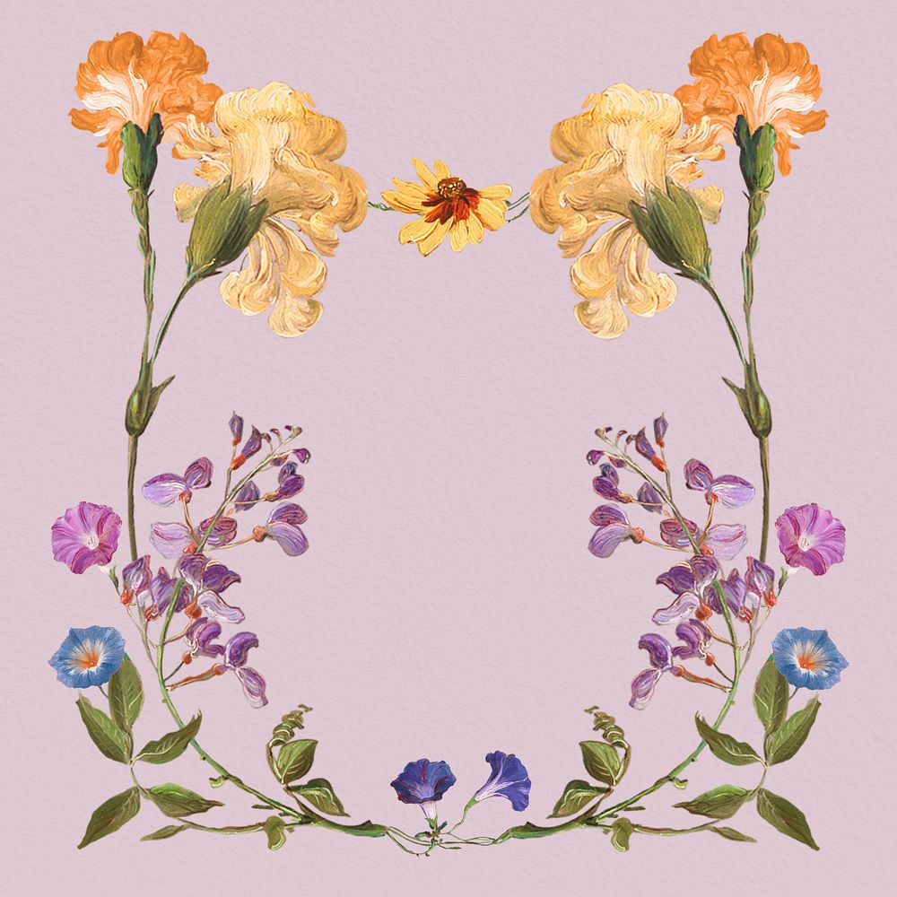 Aesthetic floral frame, editable vintage illustration by Pierre Joseph Redouté. Remixed by rawpixel.