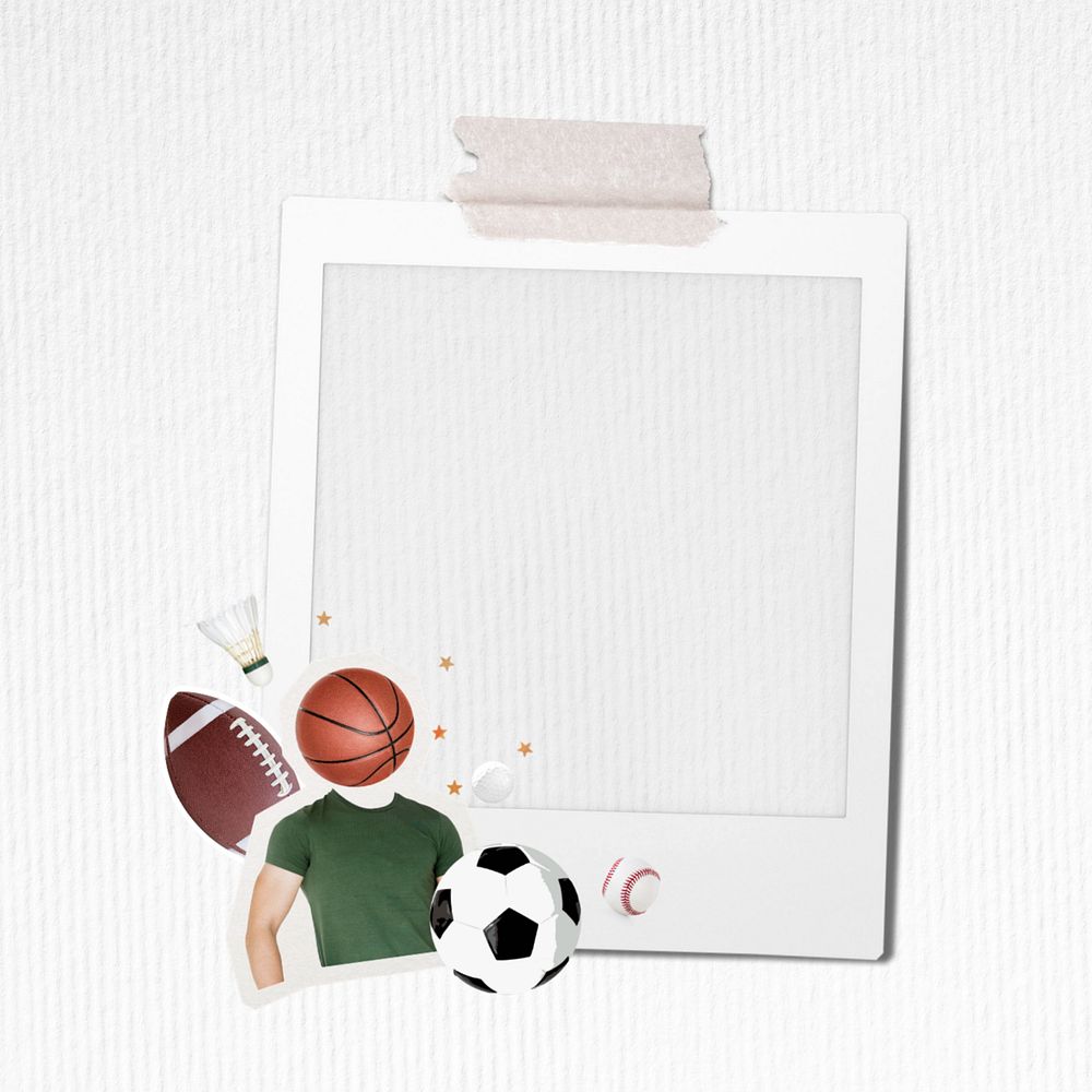 Sports aesthetic instant film frame, editable collage element remix design