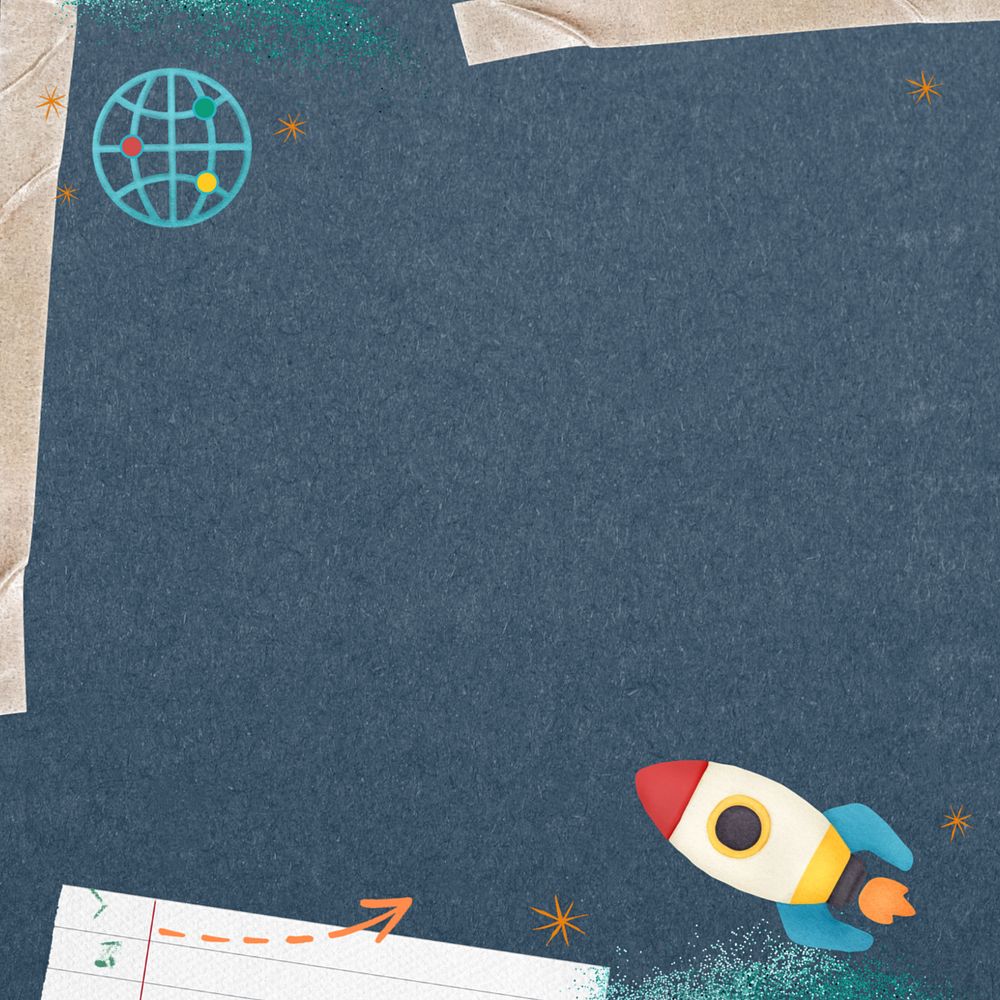 Editable space rocket border, aesthetic galaxy design