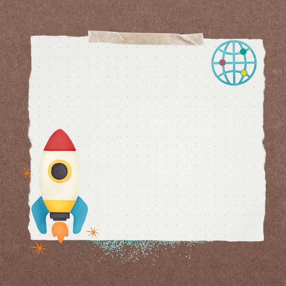 Space rocket notepaper, editable collage design