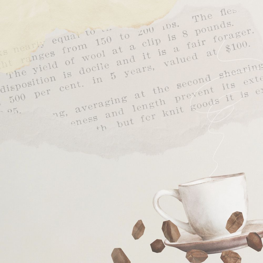 Morning coffee border, editable vintage paper background collage design