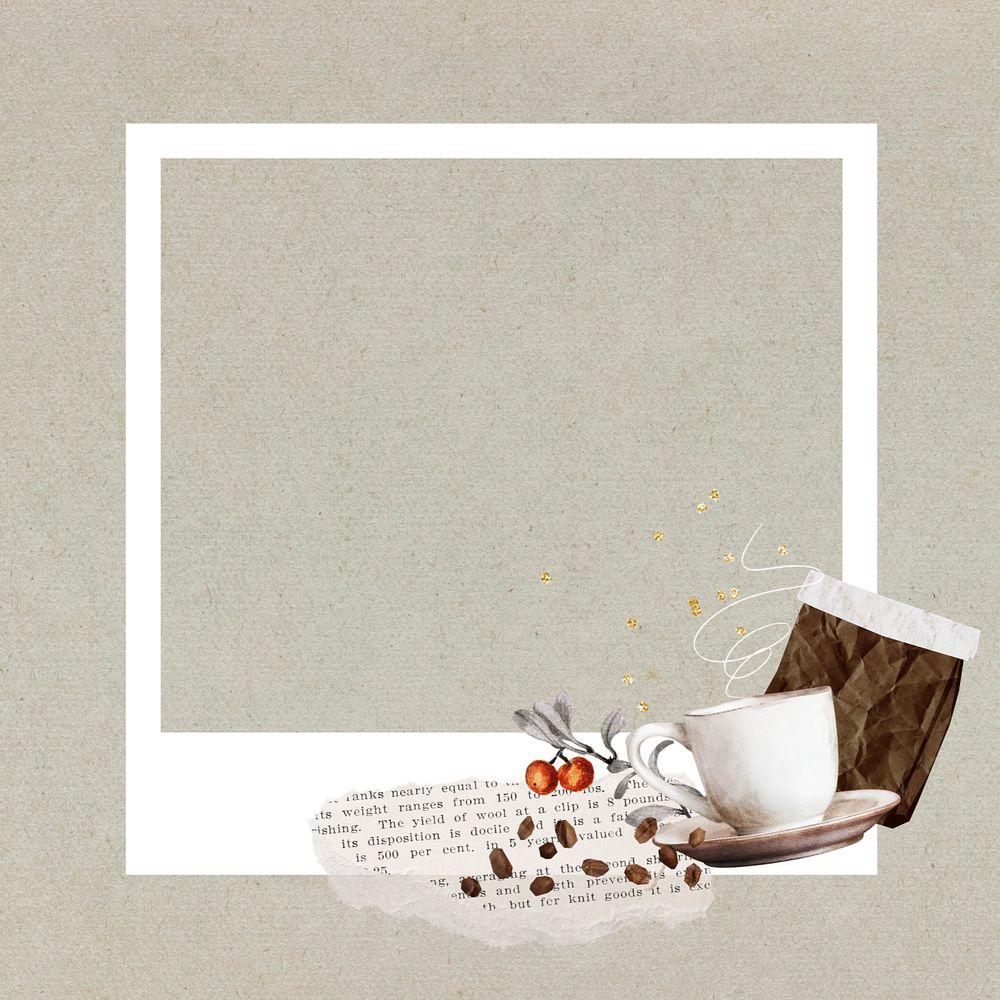 Coffee lover instant picture frame, editable collage element remix design