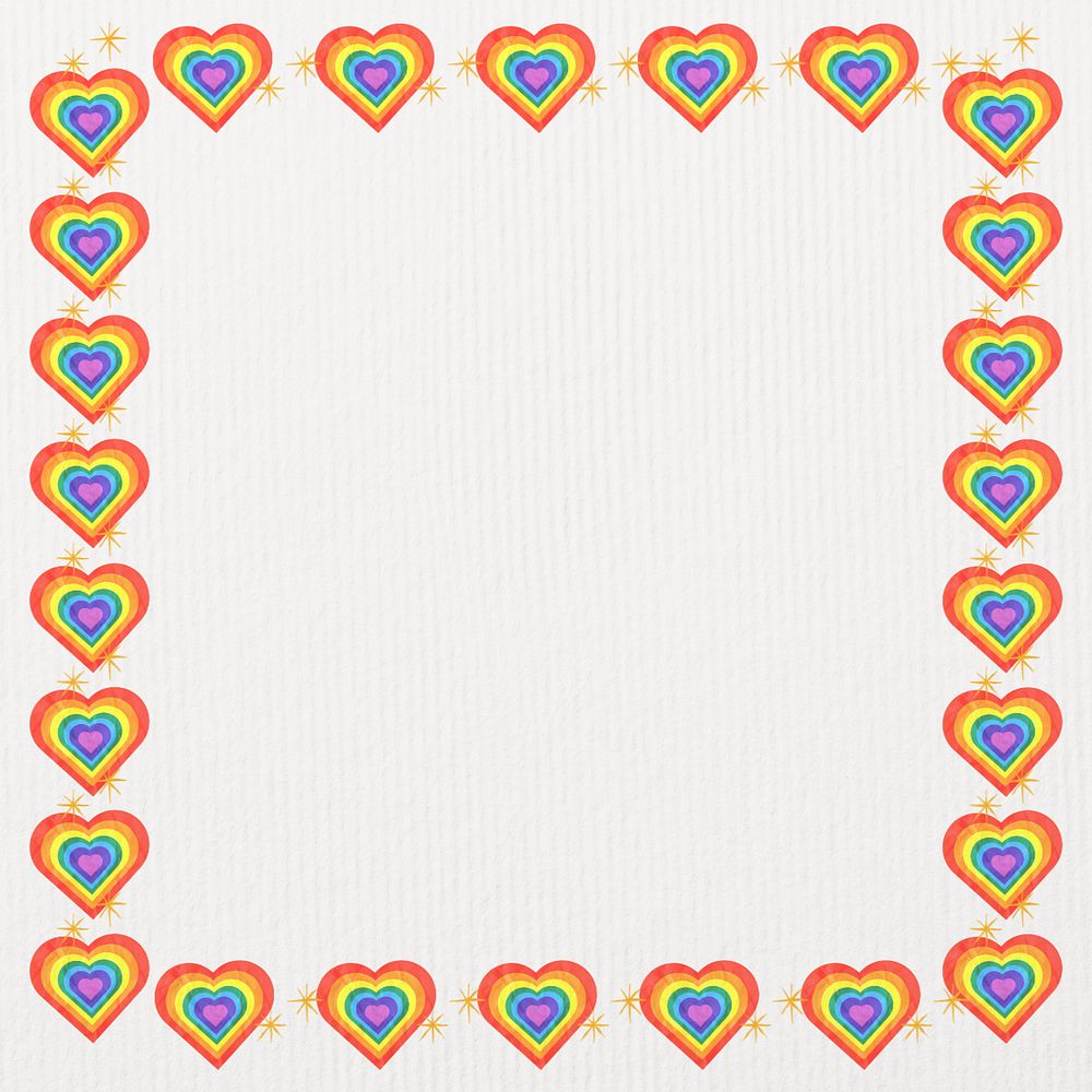 Rainbow heart frame, editable LGBTQ community collage design