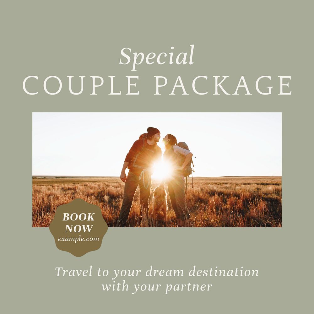 Special couples package Instagram post template, editable social media ad