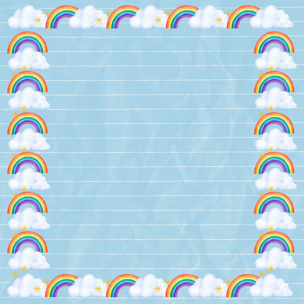 Cute rainbow frame, editable weather background collage design