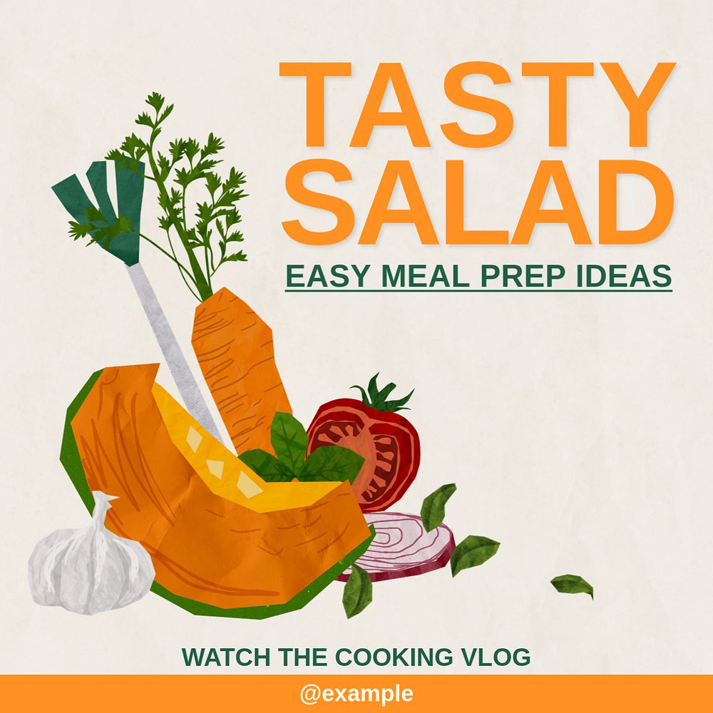 Tasty salad Instagram post template, editable design