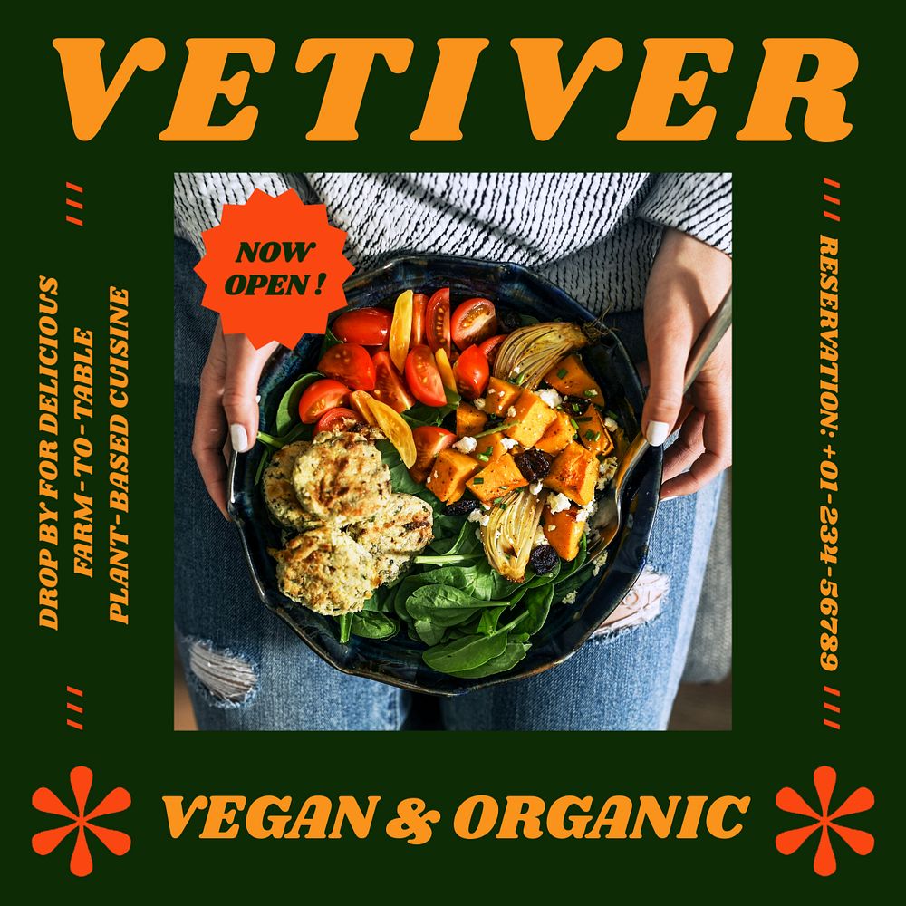 Vegan food Instagram post template, editable social media ad