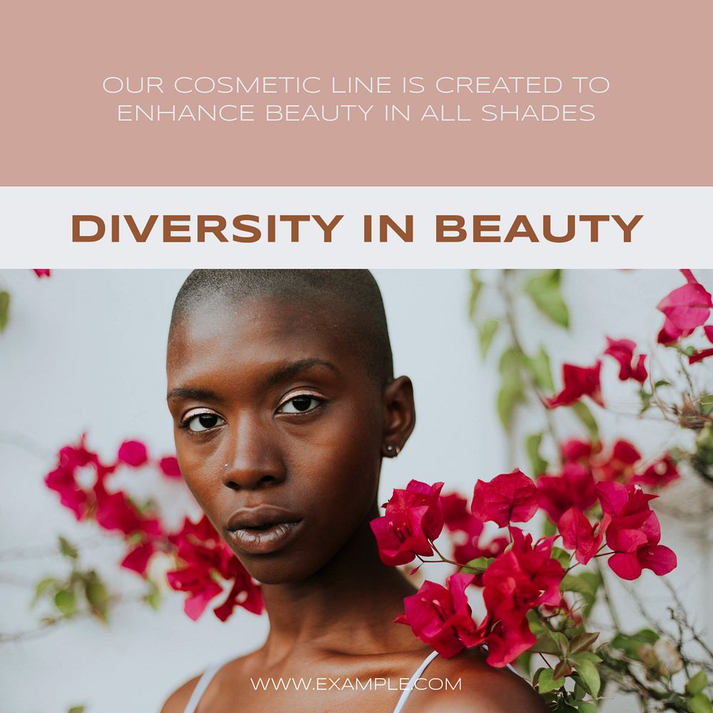 Diversity in beauty Instagram post template, editable social media ad