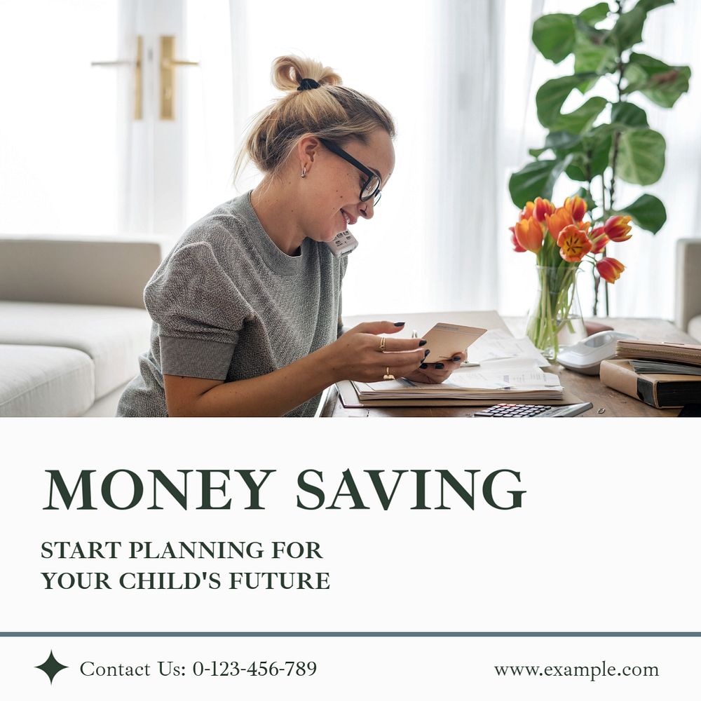 Saving money Instagram post template, editable social media ad