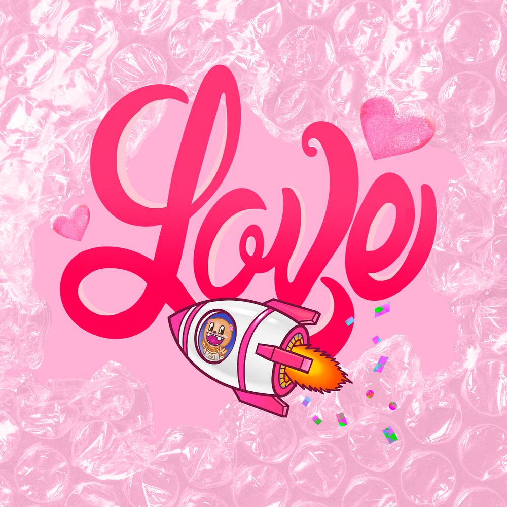 Editable funky Valentine's love rocket cartoon design