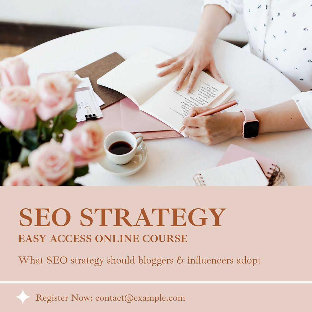 SEO strategy course Instagram post template, editable social media ad