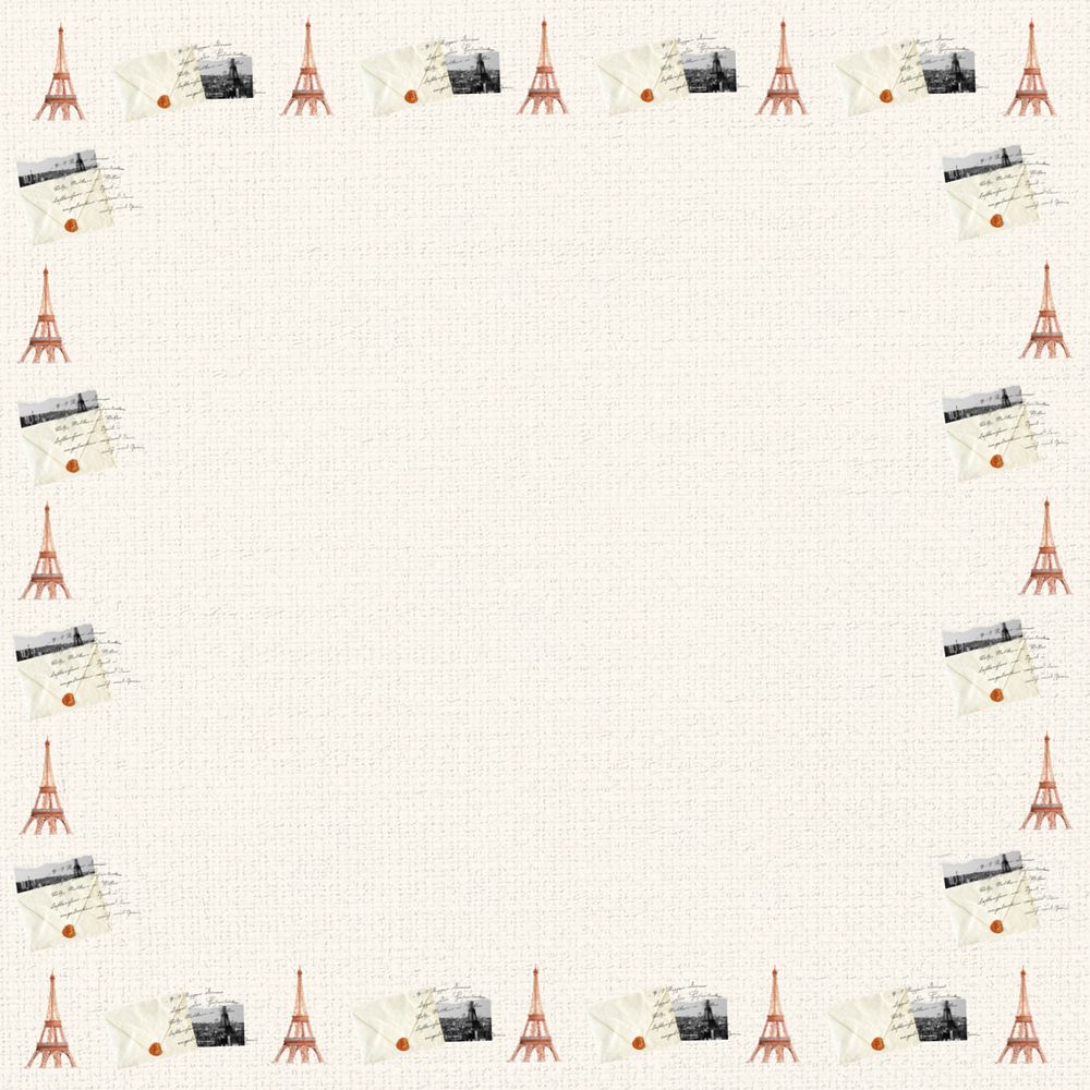 Editable Eiffel tower frame, beige travel background design