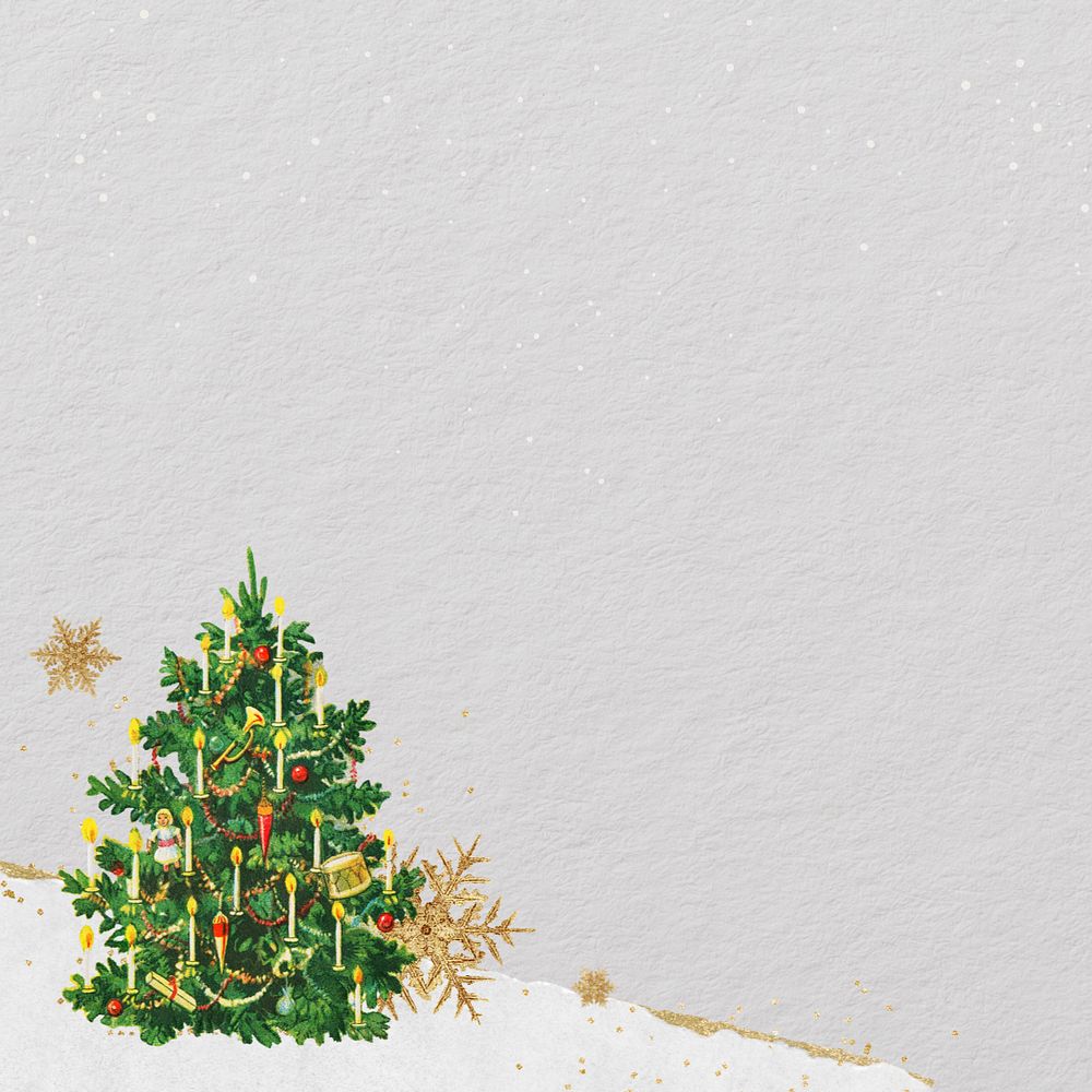 Christmas tree aesthetic background, off-white paper textured editable design