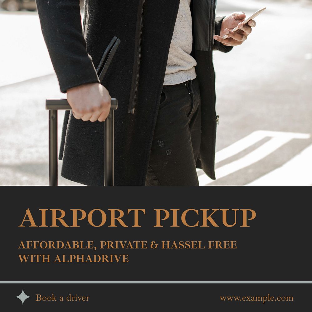 Airport pick up Instagram post template, editable social media ad