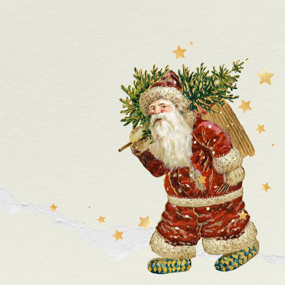 Festive Santa Claus background, ripped paper textured editable design