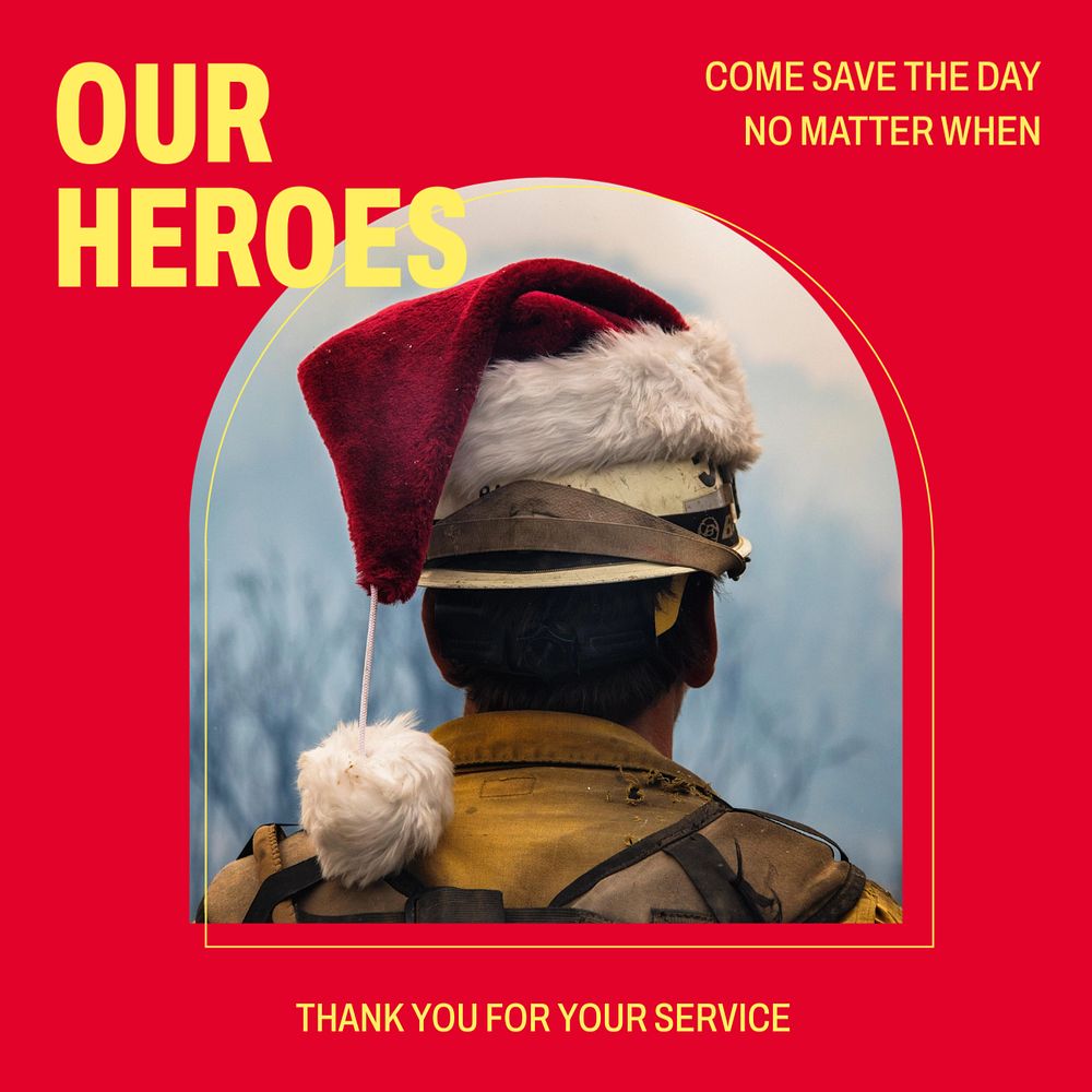 Firefighter service Instagram post template, editable social media ad