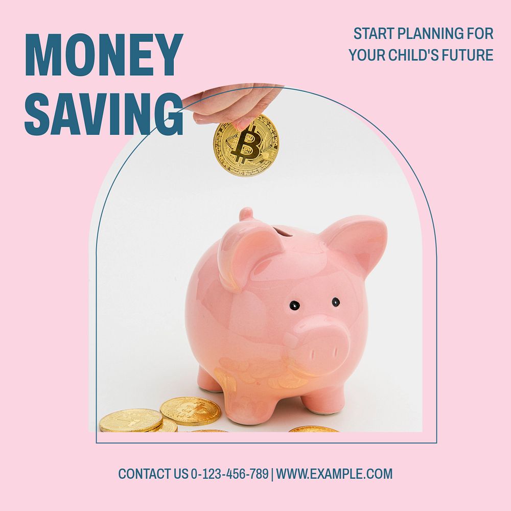 Saving money Instagram post template, editable social media ad