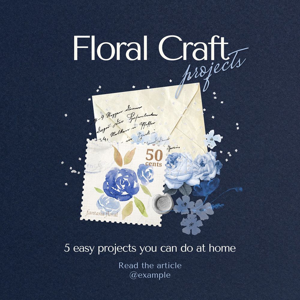 Floral craft Instagram post template, editable design