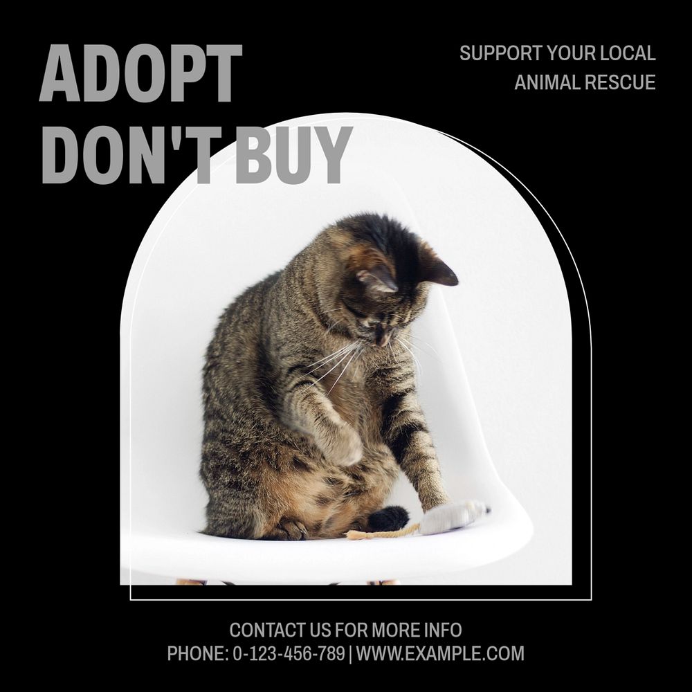 Pet adoption Instagram post template, editable social media ad