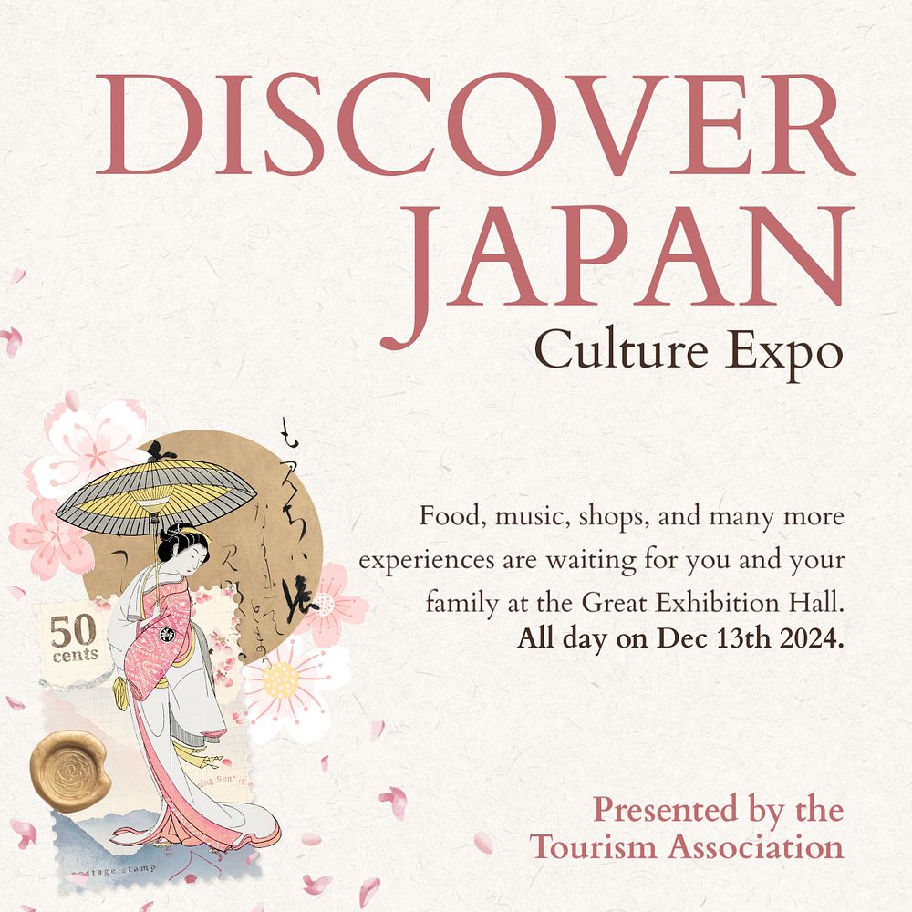 Discover Japan Instagram post template, editable design